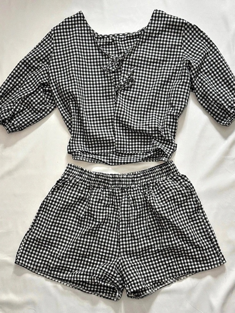 Gingham Two-Piece Set in Black & White